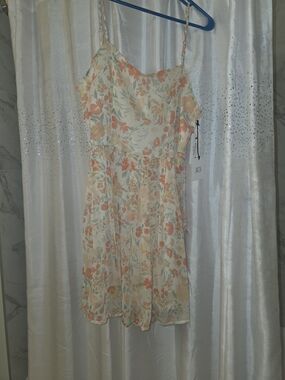 Jack by BB Dakota Cream Floral Spaghetti-Strap Mini Dress with Peach Accents